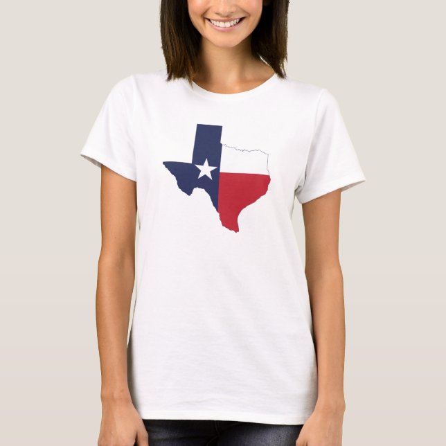 Texas Flagga Karta Women's White T Shirt (Framsida)