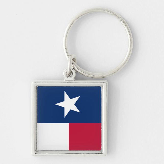 Texas Flagga (lodrät) Fyrkantig Silverfärgad Nyckelring (Framsidan)