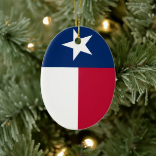 Texas Flagga (lodrät) Julgransprydnad Keramik
