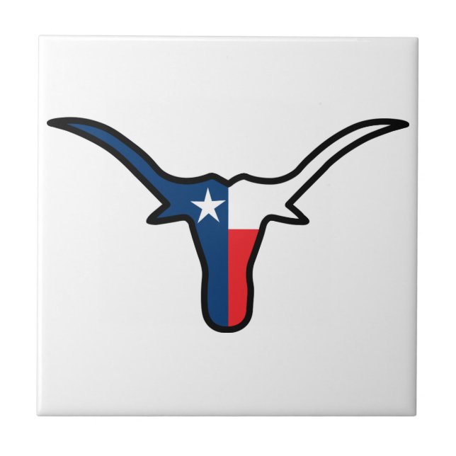 Texas Flagga Longhorn Kakelplatta (Framsidan)