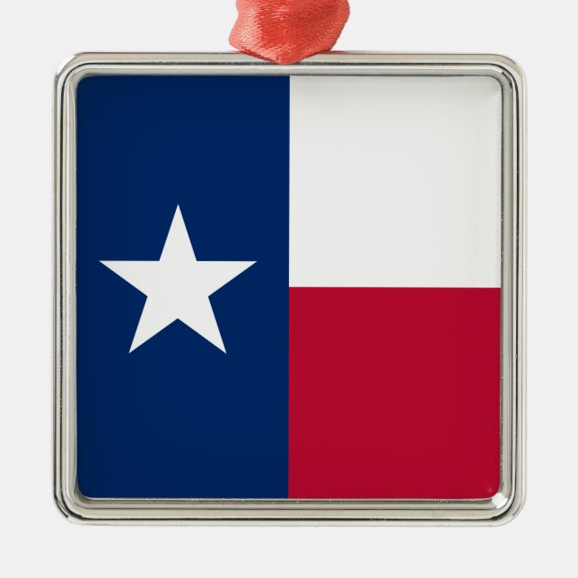 Texas Flagga: Longhorns, Stjärnstaten Texan Lone Julgransprydnad Metall (Framsidan)