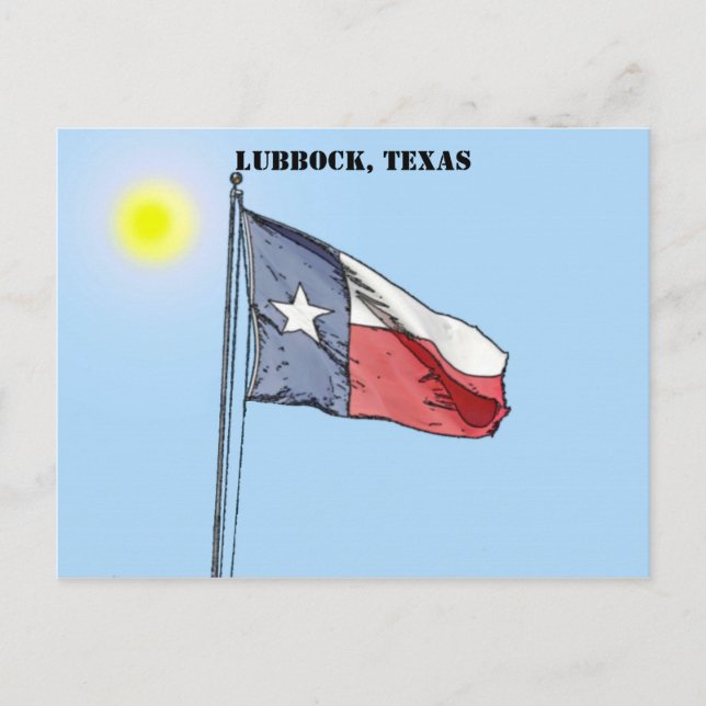 Texas flagga, Lubbock, Texas Vykort (Framsida)