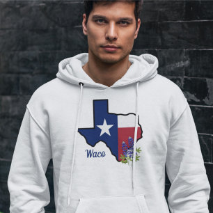 Texas Flagga med State Flower Bluebonnet Anpassnin Hoodie