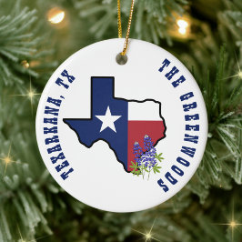 Texas Flagga med State Flower Bluebonnet Anpassnin Julgransprydnad Keramik