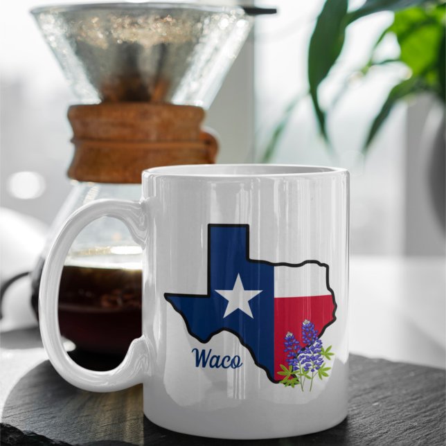 Texas Flagga med State Flower Bluebonnet Anpassnin Kaffemugg (Skapare uppladdad)