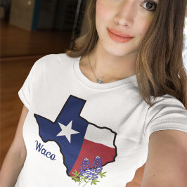 Texas Flagga med State Flower Bluebonnet Anpassnin T Shirt