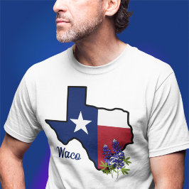 Texas Flagga med State Flower Bluebonnet Anpassnin T Shirt