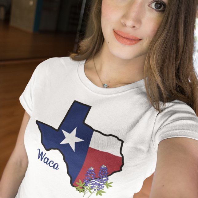Texas Flagga med State Flower Bluebonnet Anpassnin T Shirt (Skapare uppladdad)