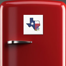 Texas Flagga med Statsblomman Magnet