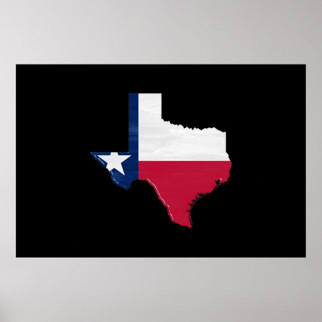 Texas flagga och karta poster (Framsidan)