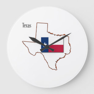Texas Flagga och Karta Stor Klocka