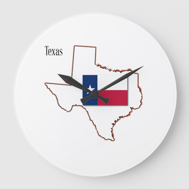 Texas Flagga och Karta Stor Klocka (Framsida)