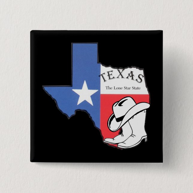 Texas: Flagga och Silhouette i Texas Knapp (Framsida)