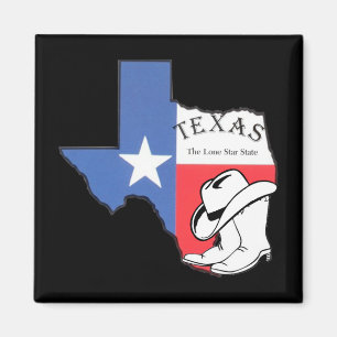 Texas: Flagga och Silhouette i Texas Magnet