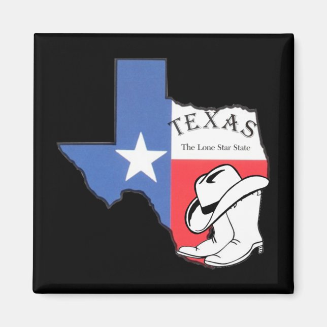 Texas: Flagga och Silhouette i Texas Magnet (Framsidan)
