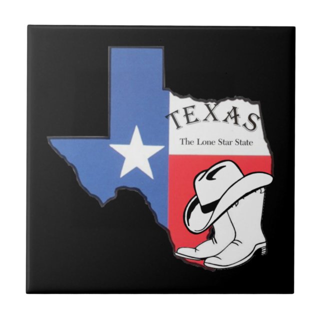 Texas: Flagga och siluett av Texas, Kakelplatta (Framsidan)