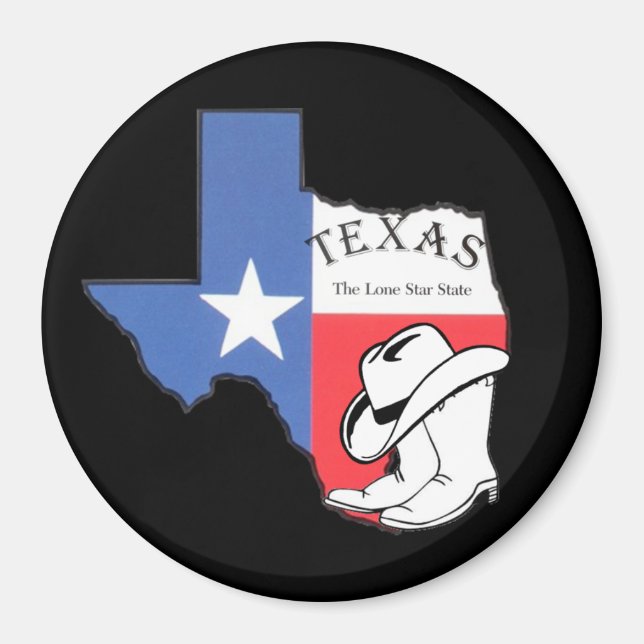 Texas: Flagga och siluett av Texas, Magnet (Framsidan)