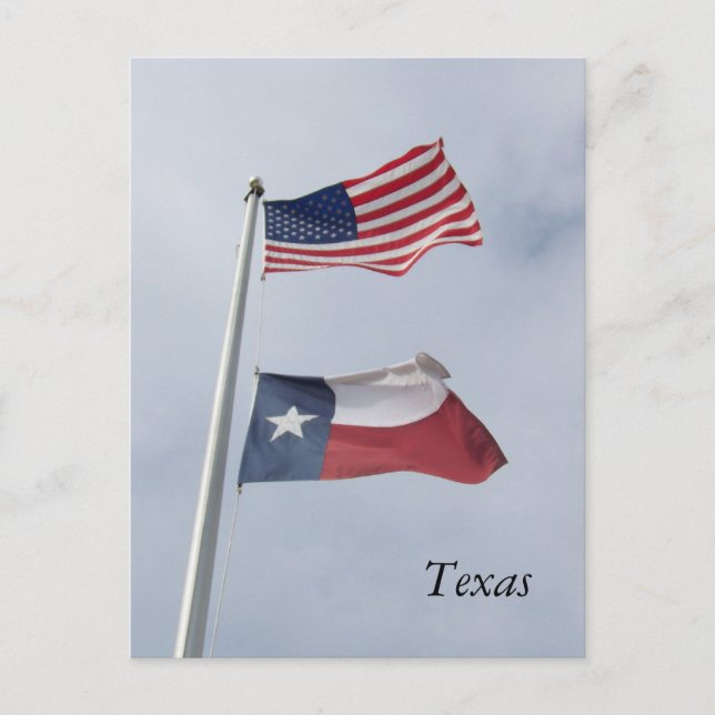 Texas Flagga och United Stater Flagga Post Card Vykort (Framsida)