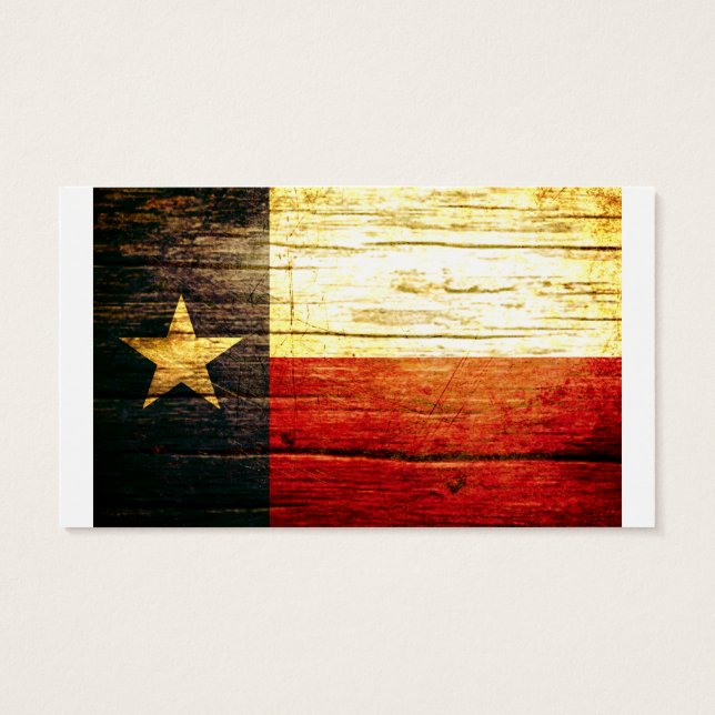 Texas Flagga Old Wood Visitkort (Baksidan)