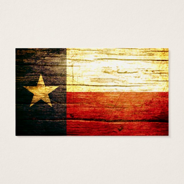 Texas Flagga Old Wood Visitkort (Baksidan)