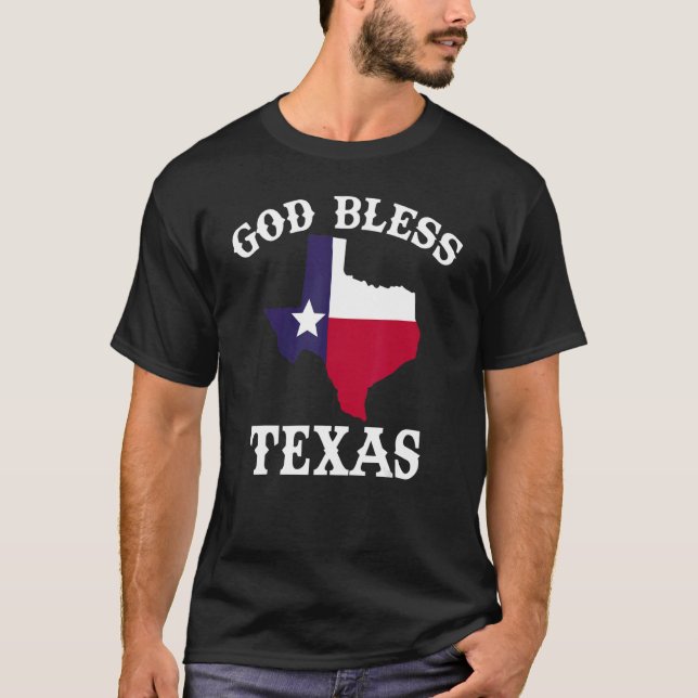 Texas Flagga Patriotic Texan Pride Välsigna dig Te T Shirt (Framsida)