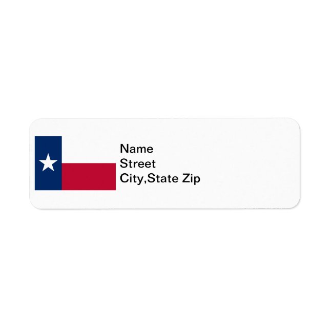 Texas Flagga Returadress Etikett (Framsidan)