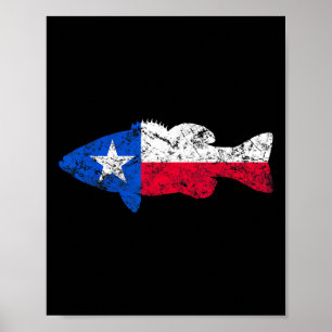 Texas Flagga Smallmouth Byb Fishing Poster