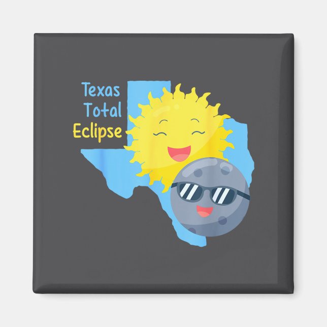 Texas Flagga Solförmörkelse Total Illustration Magnet (Framsidan)
