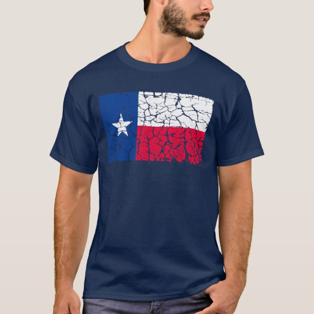 Texas flagga som är bekymrad t-shirt (Framsida)
