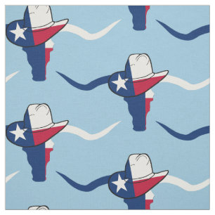 Texas Flagga Steer Head med Cowboy Hat Tyg