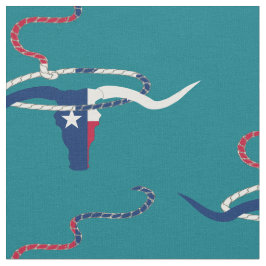 Texas Flagga Steer Head med Rope på län Tyg