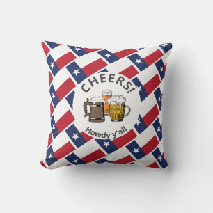 TEXAS FLAGGA Texan 3 Cheers Tecknad Beer Kudde
