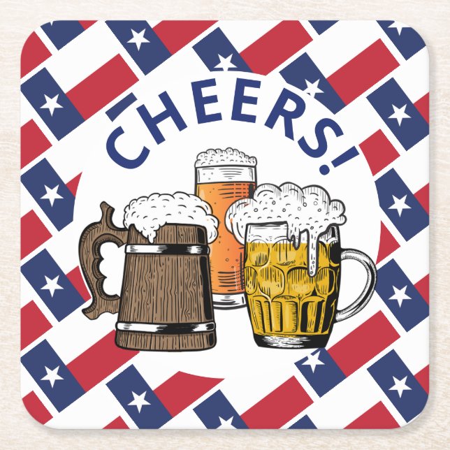 TEXAS FLAGGA Texan Beer Underlägg Papper Kvadrat (Framsidan)