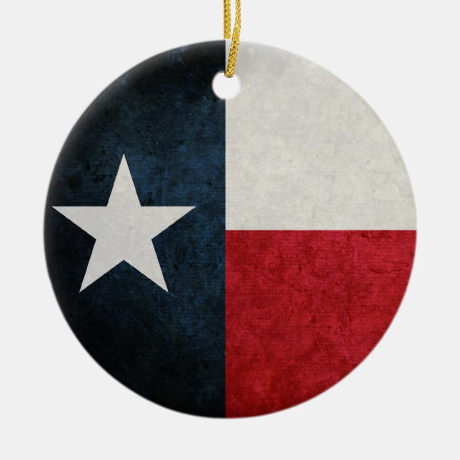 Texas Flagga; Texan; Julgransprydnad Keramik (Framsidan)
