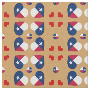 Texas Flagga & Texas Hearts mode Fabric / USA Tyg