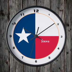 Texas Flagga & Texas mode /design USA Rund Klocka
