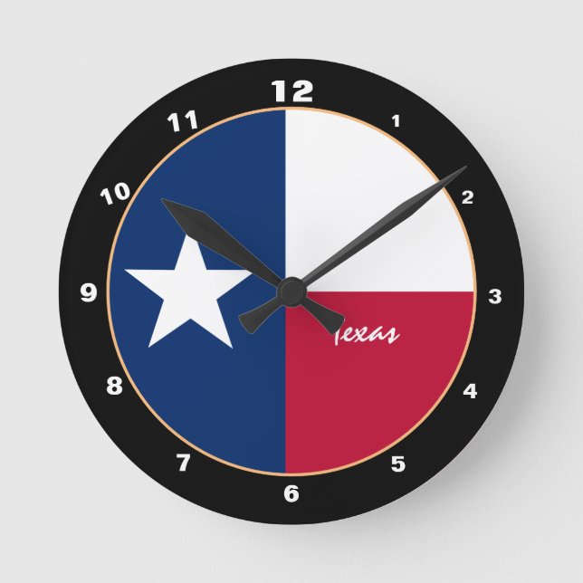 Texas Flagga & Texas mode /design USA Rund Klocka (Framsida)