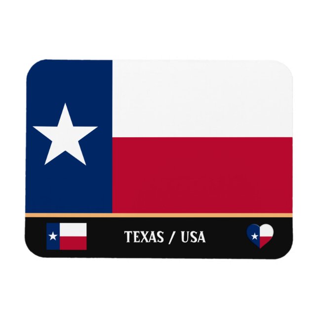 Texas Flagga & Texas State /trip America Magnet (Horisontell)