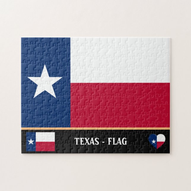 Texas Flagga & Texas State USA/Amerika Pussel (Horisontell)