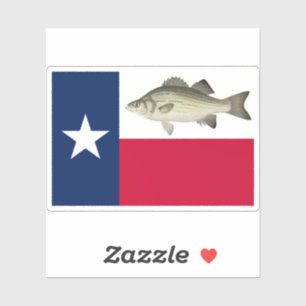 Texas Flagga White Bass Klistermärken