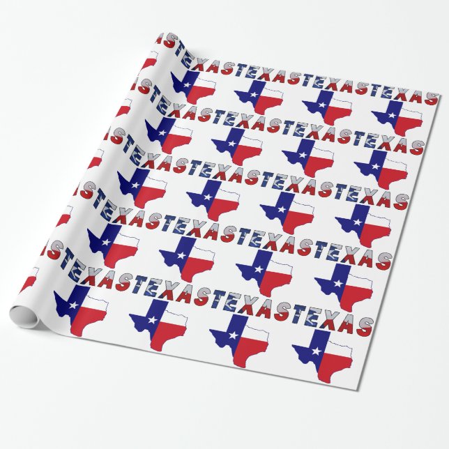 Texas flaggakarta med Texas Presentpapper (Utrullad)