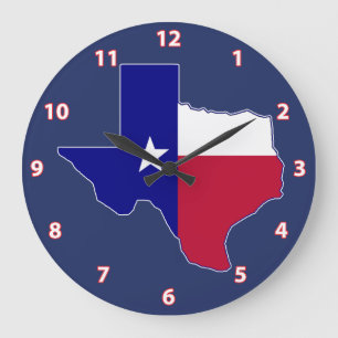 Texas flaggakarta stor klocka
