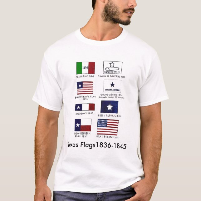 Texas Flags1836-1845 Tee Shirt (Framsida)