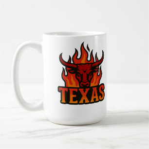 Texas Flame Bull Head - Fiery Longhorn Western Kaffemugg