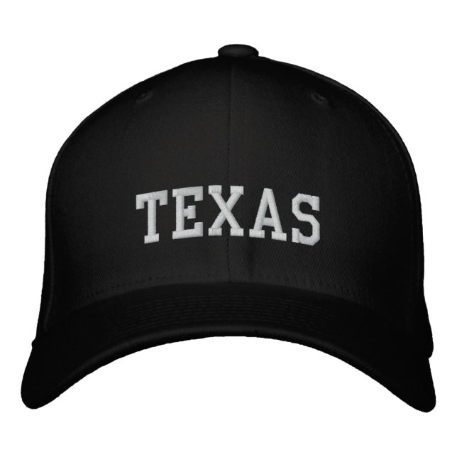 Texas Flexfit Wool Cap Black Broderad Keps (Framsida)