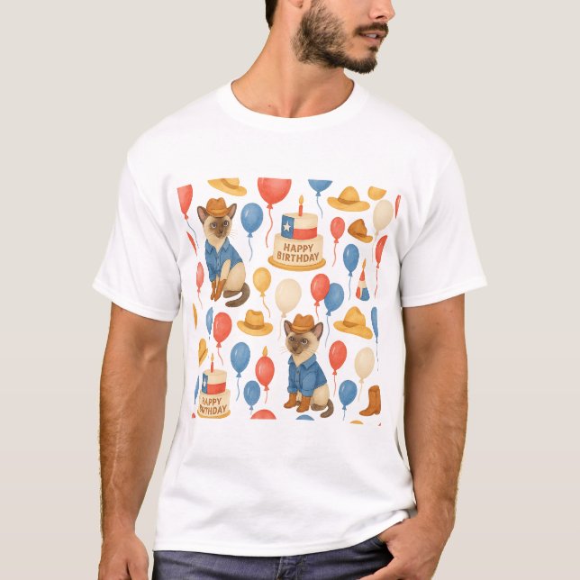 Texas födelsedagstema för kattälskare t shirt (Framsida)