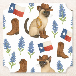 Texas Födelsedagstema för kattälskare Underlägg Papper