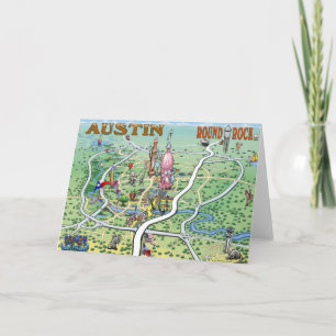 Texas för Austin rundasten rolig karta Kort
