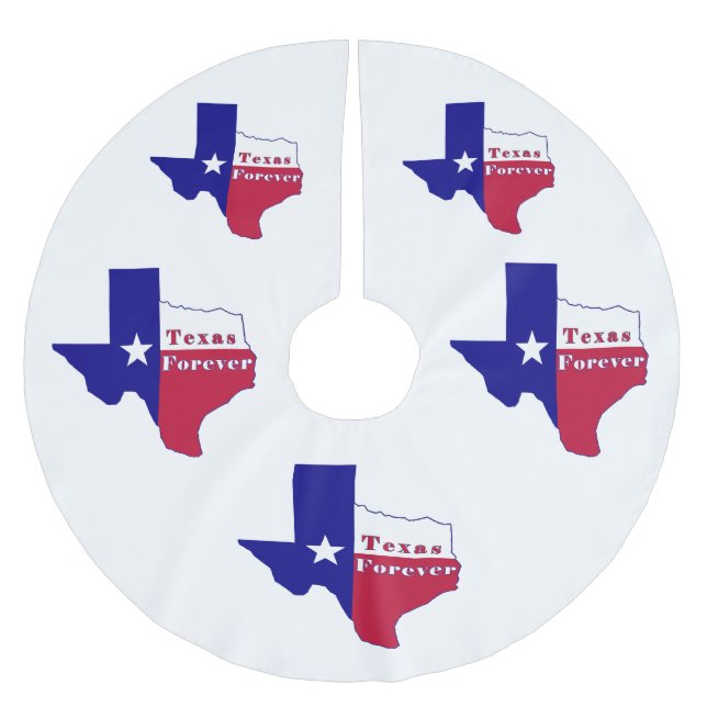 Texas Forever Flagga Karta Julgransmatta Borstad Polyester (Framsidan)