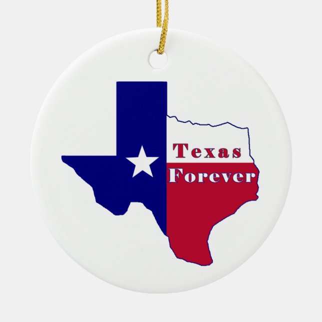 Texas Forever Flagga Karta Julgransprydnad Keramik (Framsidan)